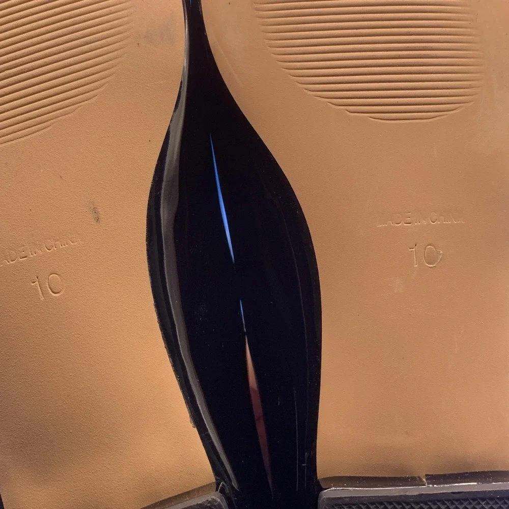Lovirs Women's Black Double Bow Pointed Toe Faux Patent Leather Flats - Size 10